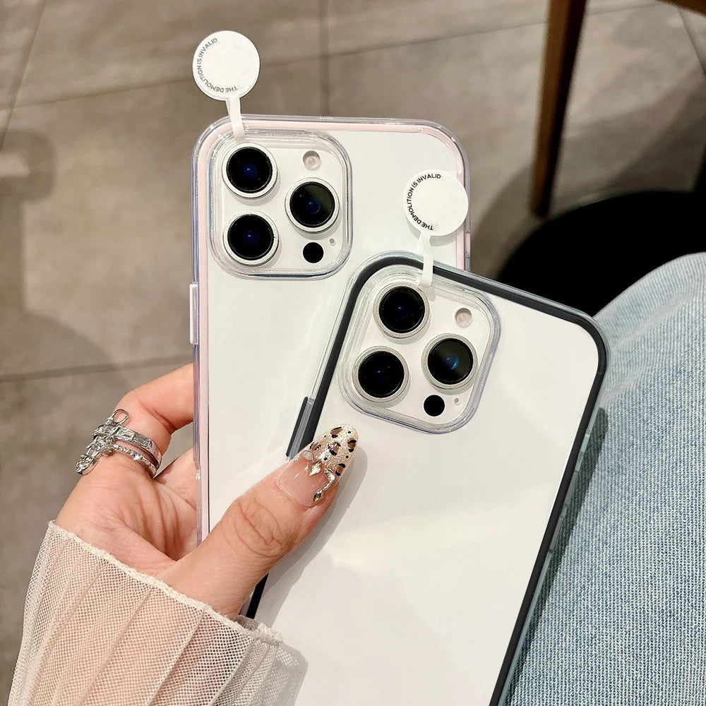 Luxury Candy Color Frame Clear Phone Case For iPhone 17 Pro Case iPhone 13 16 12 11 14 15 Pro Max Soft Shockproof Bumper Cover