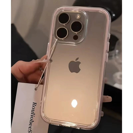 Luxury Candy Color Frame Clear Phone Case For iPhone 17 Pro Case iPhone 13 16 12 11 14 15 Pro Max Soft Shockproof Bumper Cover