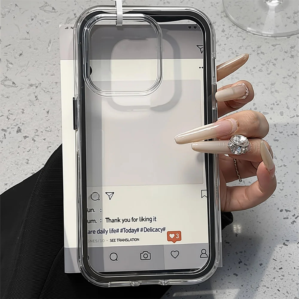 Luxury Candy Color Frame Clear Phone Case For iPhone 17 Pro Case iPhone 13 16 12 11 14 15 Pro Max Soft Shockproof Bumper Cover