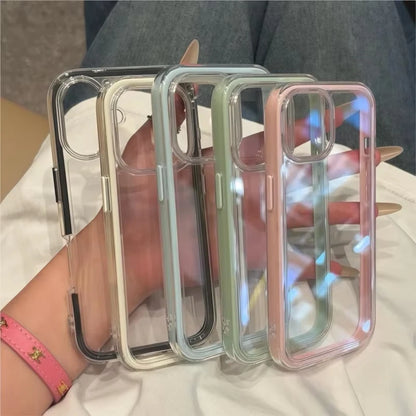 Luxury Candy Color Frame Clear Phone Case For iPhone 17 Pro Case iPhone 13 16 12 11 14 15 Pro Max Soft Shockproof Bumper Cover